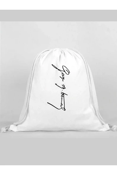 Atatürk Baskılı Sırt Çantası - İp Büzgülü Spor Çanta ürün görseli