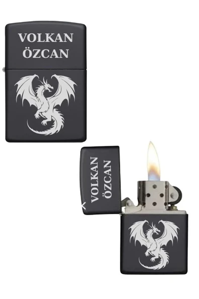 Kişiye Özel Ejderha Baskılı Metal Çakmak ürün görseli