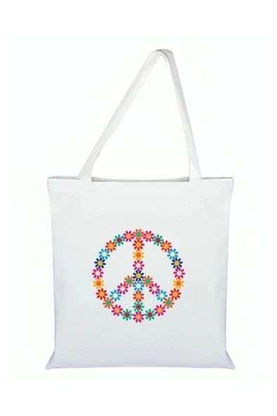 Barış Sembolü Baskılı Bez Çanta - Barış Sembollü Çanta ürün görseli