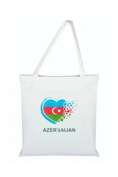 Azerbaycan Baskılı Bez Çanta - Azerbaycan Bayraklı Çanta ürün görseli