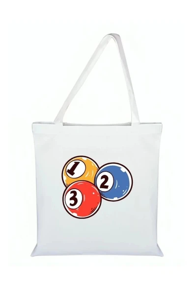 Bilardo Baskılı Bez Çanta - Bilardolu Çanta ürün görseli