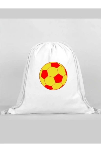 Sarı Kırmızı Baskılı Sırt Çantası - İp Büzgülü Spor Çanta ürün görseli