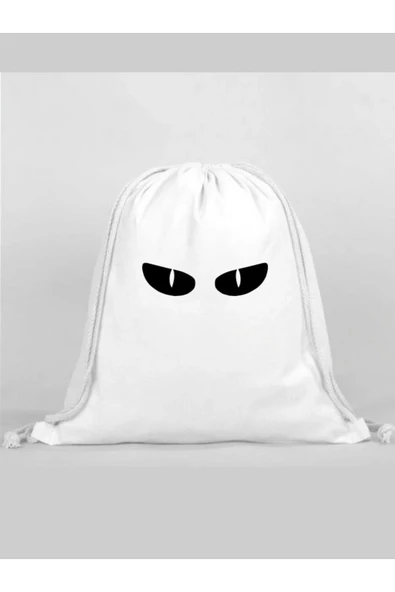 Göz Baskılı Sırt Çantası - İp Büzgülü Spor Çanta ürün görseli