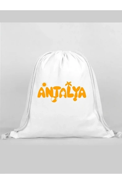 Antalya Baskılı Sırt Çantası - İp Büzgülü Spor Çanta ürün görseli