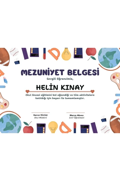 Kişiye Özel Sertifika - Mezuniyet Sertifikası - Başarı Sertifikası ( 10 Adet ) ürün görseli