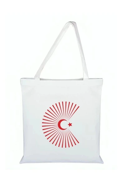 Ay Yıldız Model Bez Çanta - Ay Yıldızlı Çanta ürün görseli