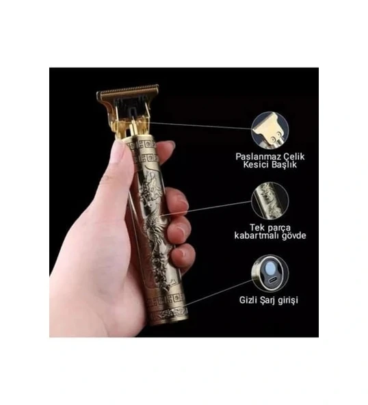 Dingilg RD-088X Profesyonel Vücut Sakal Makinesi – USB Type-C, Paslanmaz Çelik Bıçak, Metal Gövde - 3