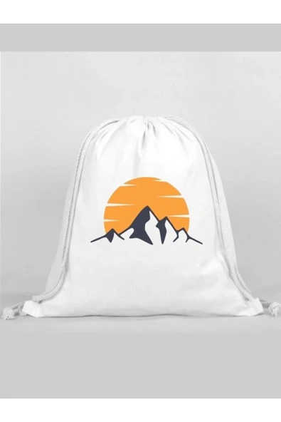 Dağ Baskılı Sırt Çantası - İp Büzgülü Spor Çanta ürün görseli