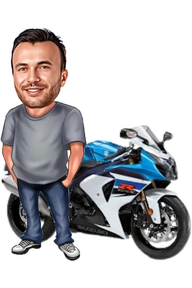 Kişiye Özel Kendi Motorun ile Biblo - Karikatür Biblo ürün görseli