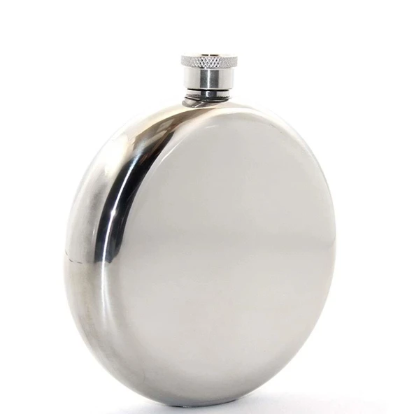 Paslanmaz Çelik Yuvarlak 8 Oz Tekli Matara - Resim 2