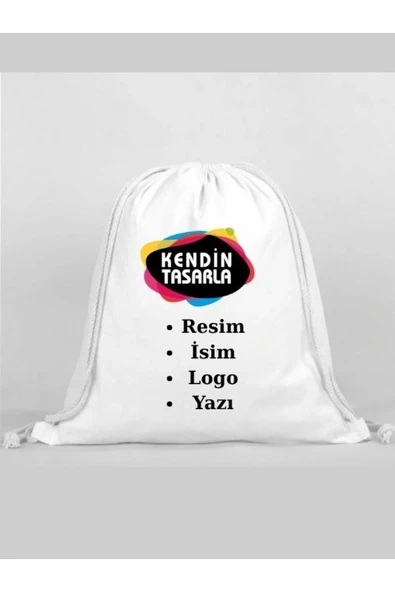 Kişiye Özel Sırt Çantası - İp Büzgülü Spor Çanta ürün görseli