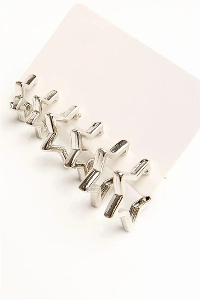Kadın 3 Boy Yıldız Model  1.5 cm/ 2 cm / 2.5cm Küpe Seti zrk00593 ürün görseli