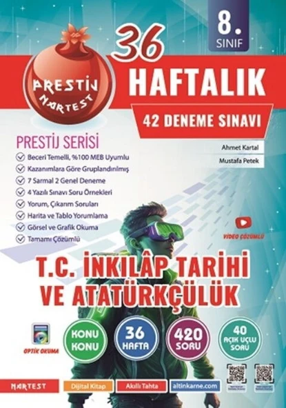 Nartest Yayınları 8. Sınıf Haftalık T.C. İnkılap Tarihi Ve Atatürkçülük Denemeleri ürün görseli