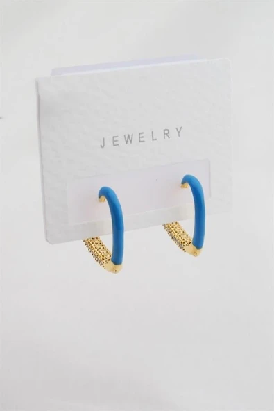 Kadın Altın Kaplama Zirkon Taşlı Mineli  Kalp Model Küpe ürün görseli