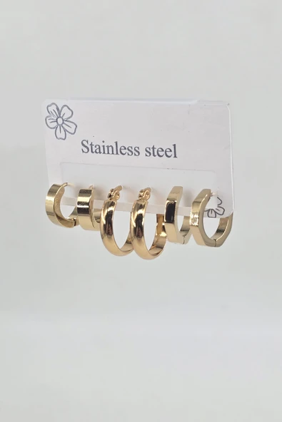 Kadın 316 L Paslanmaz Çelik Anti Alerjenik 6'lı Küpe Seti ürün görseli