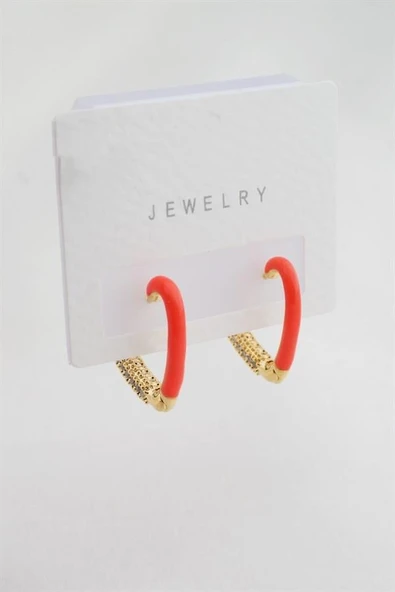 Kadın Altın Kaplama Zirkon Taşlı Mineli  Kalp Model Küpe ürün görseli