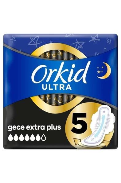 Orkid Ultra Hijyenik Ped Gece Extra Plus No: 5 5'li
