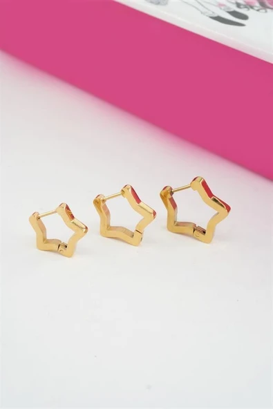 Kadın Vip Seri 316 L Paslanmaz Çelik Yıldız Model 3'lü Küpe Seti ürün görseli