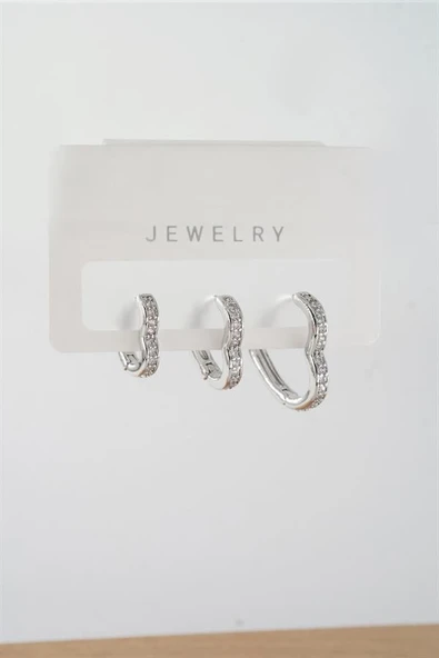 Kadın Vip Seri Baget Zirkon Taşlı Karışık Figürlü 3'lü Küpe  zrk00541 ürün görseli