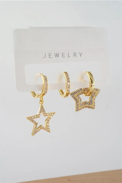 Kadın Vip Seri Baget Zirkon Taşlı Karışık Figürlü 3'lü Küpe  zrk00563 ürün görseli