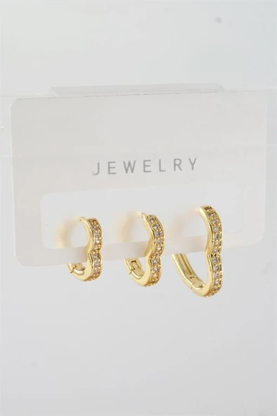 Kadın Vip Seri Baget Zirkon Taşlı Karışık Figürlü 3'lü Küpe  zrk00540 ürün görseli