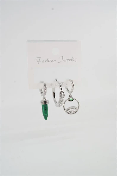 Kadın Vip Seri Zirkon Taşlı Göz Figürlü 3'lü Set Küpe ürün görseli