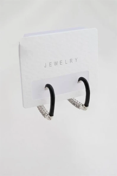 Kadın Altın Kaplama Zirkon Taşlı Mineli  Kalp Model Küpe - Resim 2