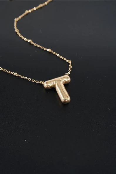 Kadın 316 L Paslanmaz Çelik Balon Harf Kolye T ürün görseli