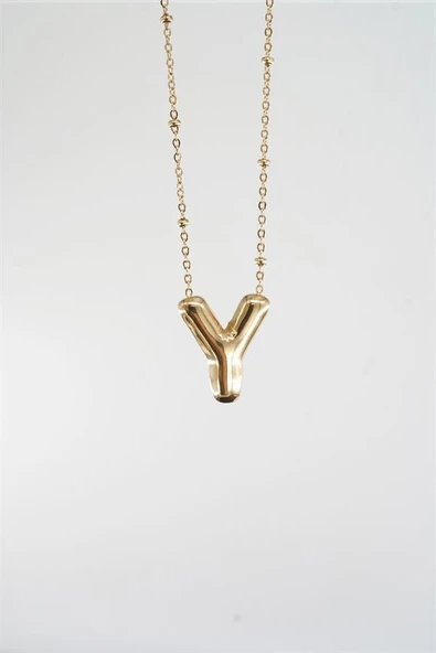 Kadın 316 L Paslanmaz Çelik Balon Harf Kolye Y - Resim 3