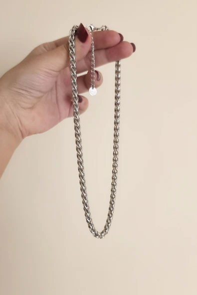 316 L Çelik Antialerjenik Kararmaz Burgu Kolye  45+7 cm - Resim 2