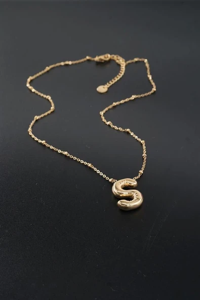 Kadın 316 L Paslanmaz Çelik Balon Harf Kolye S - Resim 3