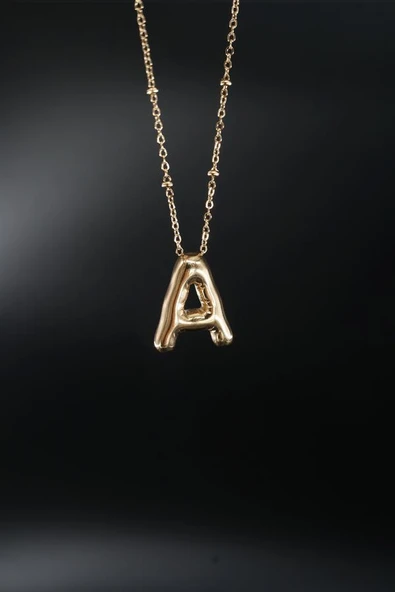 Kadın 316 L Paslanmaz Çelik Balon Harf Kolye - Resim 2