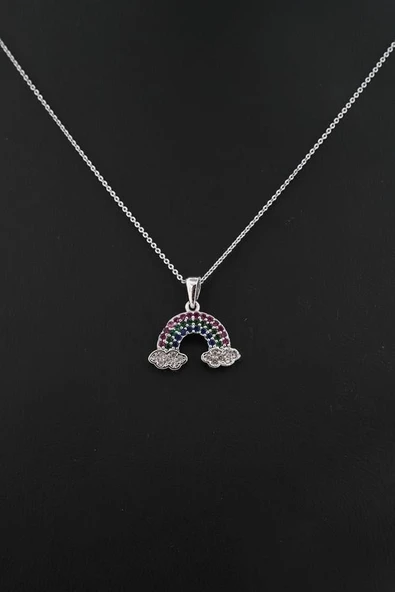 Kadın Renkli Bulut Figürlü Zirkon Taşlı Kolye - Resim 2