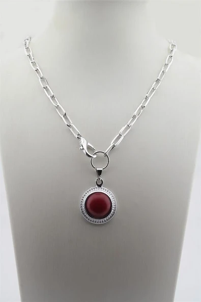 Kadın Özel Tasarım Taşlı Renkli Madalyon Kolye - Resim 2