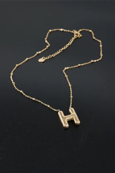 Kadın 316 L Paslanmaz Çelik Balon Harf Kolye H - 3