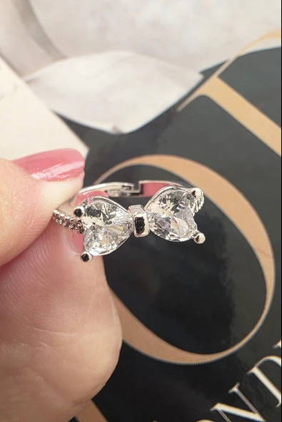 Kadın Vip Seri Baget Zirkon Taşlı Numarasız Ayarlanabilir Yüzük - Resim 4