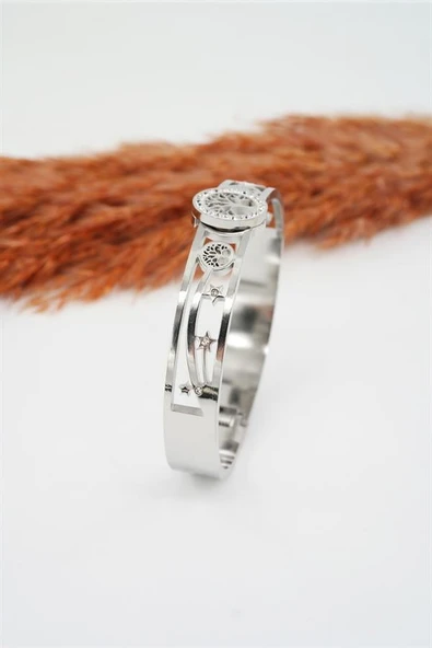 Kadın 316 L Paslanmaz Çelik Anti Alerjenik Zirkon Taşlı Hayat Ağacı Figürlü Bileklik ürün görseli