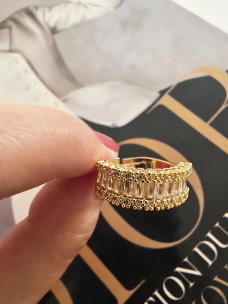 Kadın Vip Seri Baget Zirkon Taşlı Numarasız Ayarlanabilir Yüzük - Resim 2