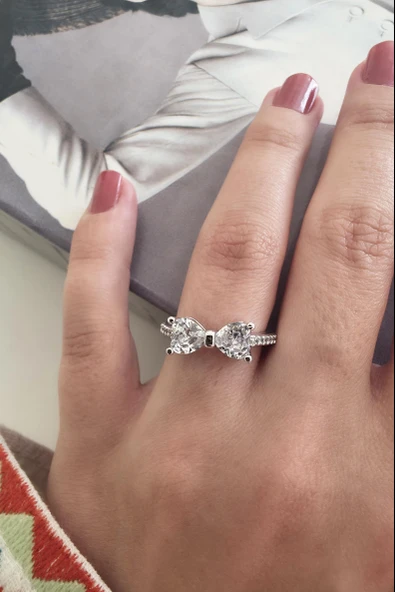 Kadın Vip Seri Baget Zirkon Taşlı Numarasız Ayarlanabilir Yüzük - Resim 5