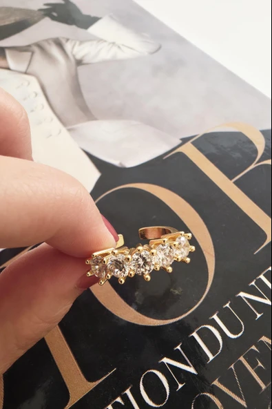 Kadın Vip Seri Baget Zirkon Taşlı 5 Taş Numarasız Ayarlanabilir Yüzük - Resim 2