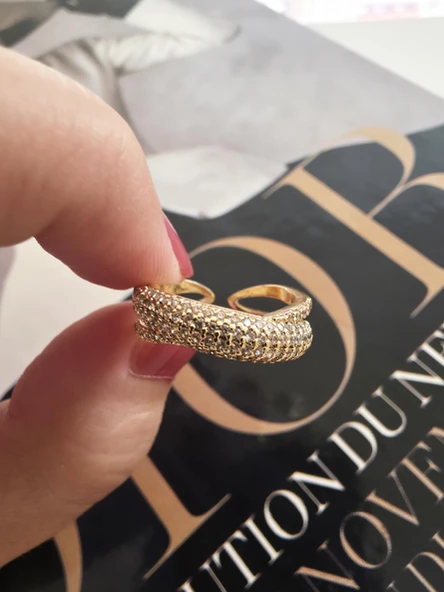 Kadın Vip Seri Zirkon Taşlı Numarasız Ayarlanabilir Yüzük - Resim 2