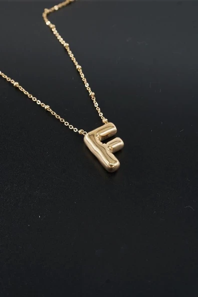 Kadın 316 L Paslanmaz Çelik Balon Harf Kolye F ürün görseli