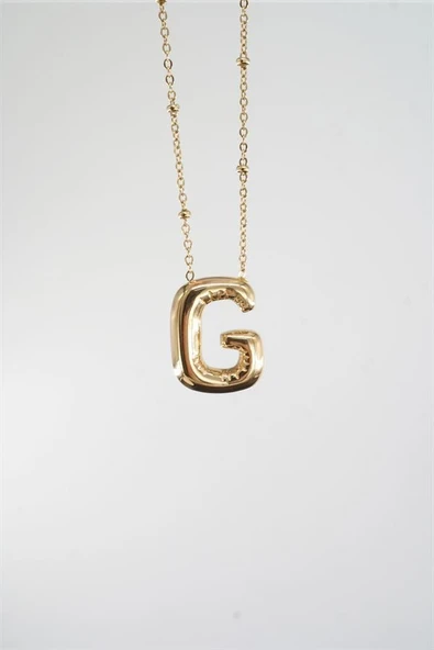 Kadın 316 L Paslanmaz Çelik Balon Harf Kolye G - Resim 2