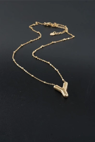 Kadın 316 L Paslanmaz Çelik Balon Harf Kolye Y - Resim 2