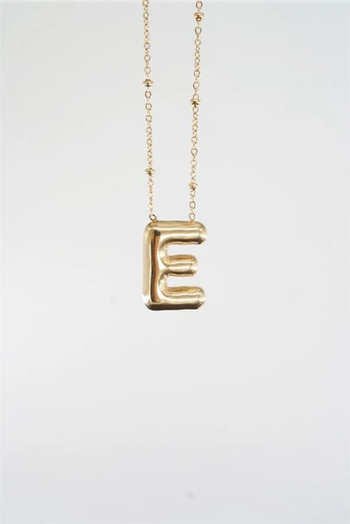 Kadın 316 L Paslanmaz Çelik Balon Harf Kolye E - Resim 3