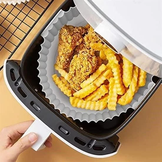 Renkli Isıya Dayanıklı Yıkanılabilir Silikon Fırın Ve Airfryer Yuvarlak Pişirme Matı 20 Cm - Resim 3