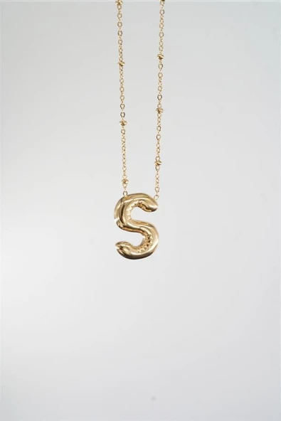 Kadın 316 L Paslanmaz Çelik Balon Harf Kolye S - Resim 2