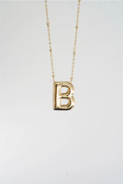 Kadın 316 L Paslanmaz Çelik Balon Harf Kolye B - Resim 2