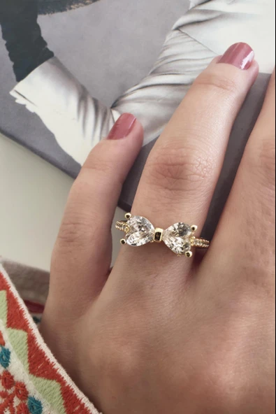 Kadın Vip Seri Baget Zirkon Taşlı Numarasız Ayarlanabilir Yüzük - Resim 2