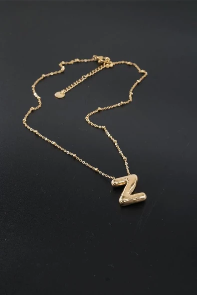 Kadın 316 L Paslanmaz Çelik Balon Harf Kolye Z - Resim 3